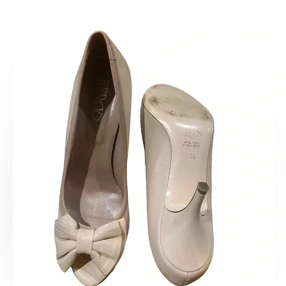 Red by Valentino Peep Toe Pink Leather kitten Heel Shoes Size 9.5 - Picture 7 of 7